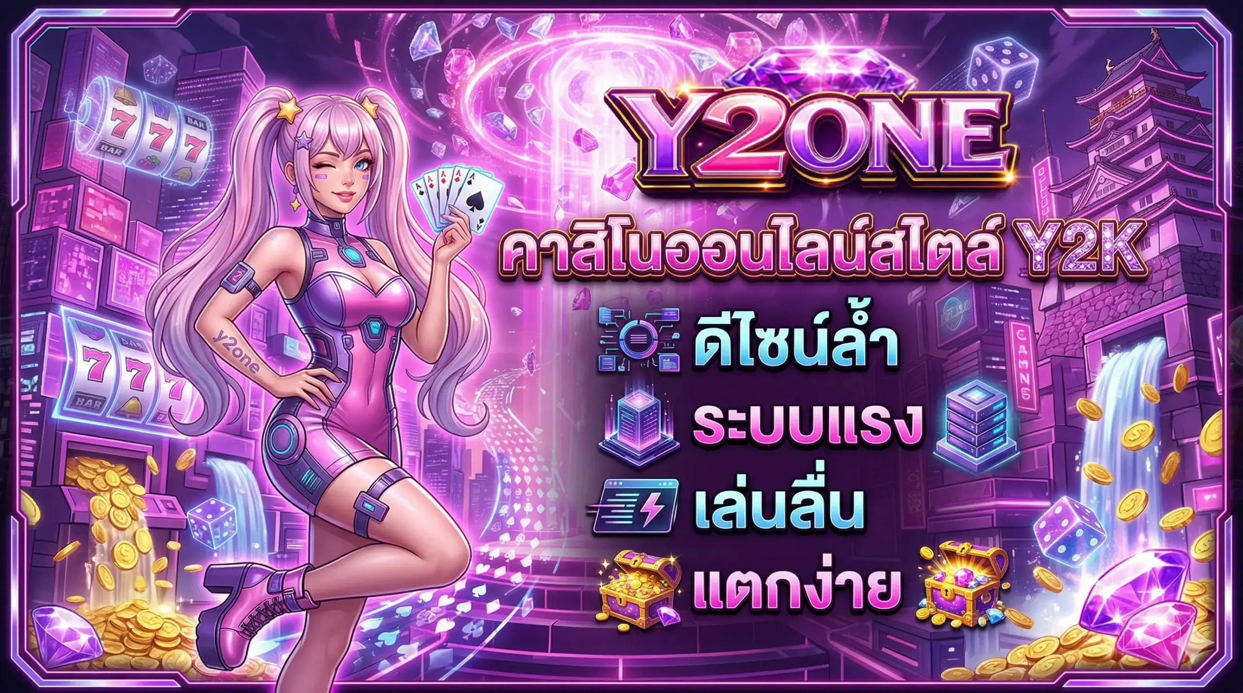 y2one คาสิโนออนไลน์สไตล์ Y2K ดีไซน์ล้ำ ระบบแรง เล่นลื่น แตกง่าย